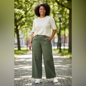 Pistola Denim Twill Sophia Sage Green Wide-Leg Women's Pants Plus Size 33 EUC